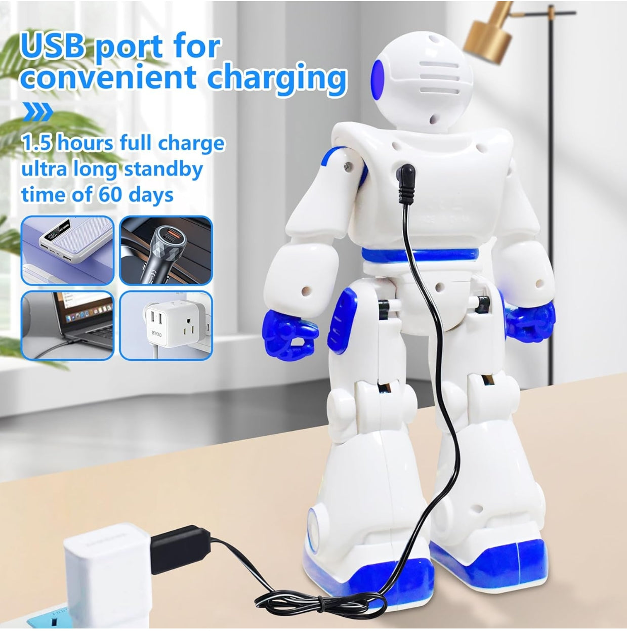 Remote Control Robot Toys for Kids 3-12, Gesture Sensing Programmable Dancing Robot with LED Eyes & USB-C Fast Charging,