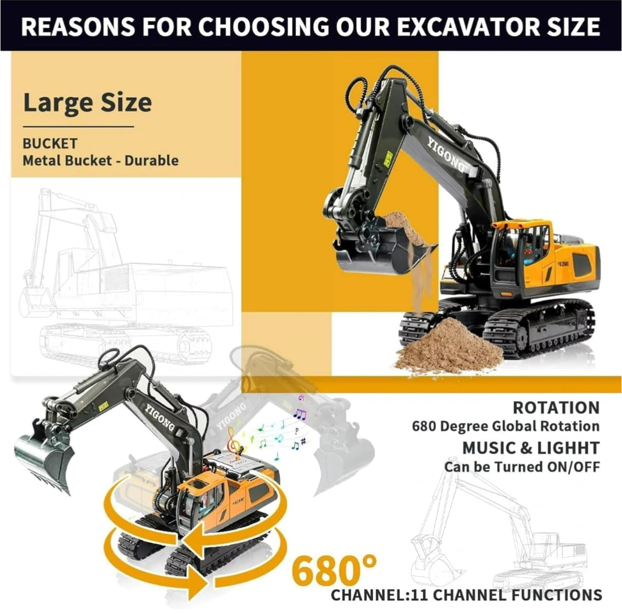Remote Control Excavator RC Digger Toy JCB