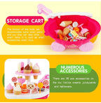 Ice Cream Plastic Trolley Pretend Role Play Set with LED Lights and Music | Battery Operated | Learning and Educational Toy for Kids (39 Pcs) (Sweet Cart)