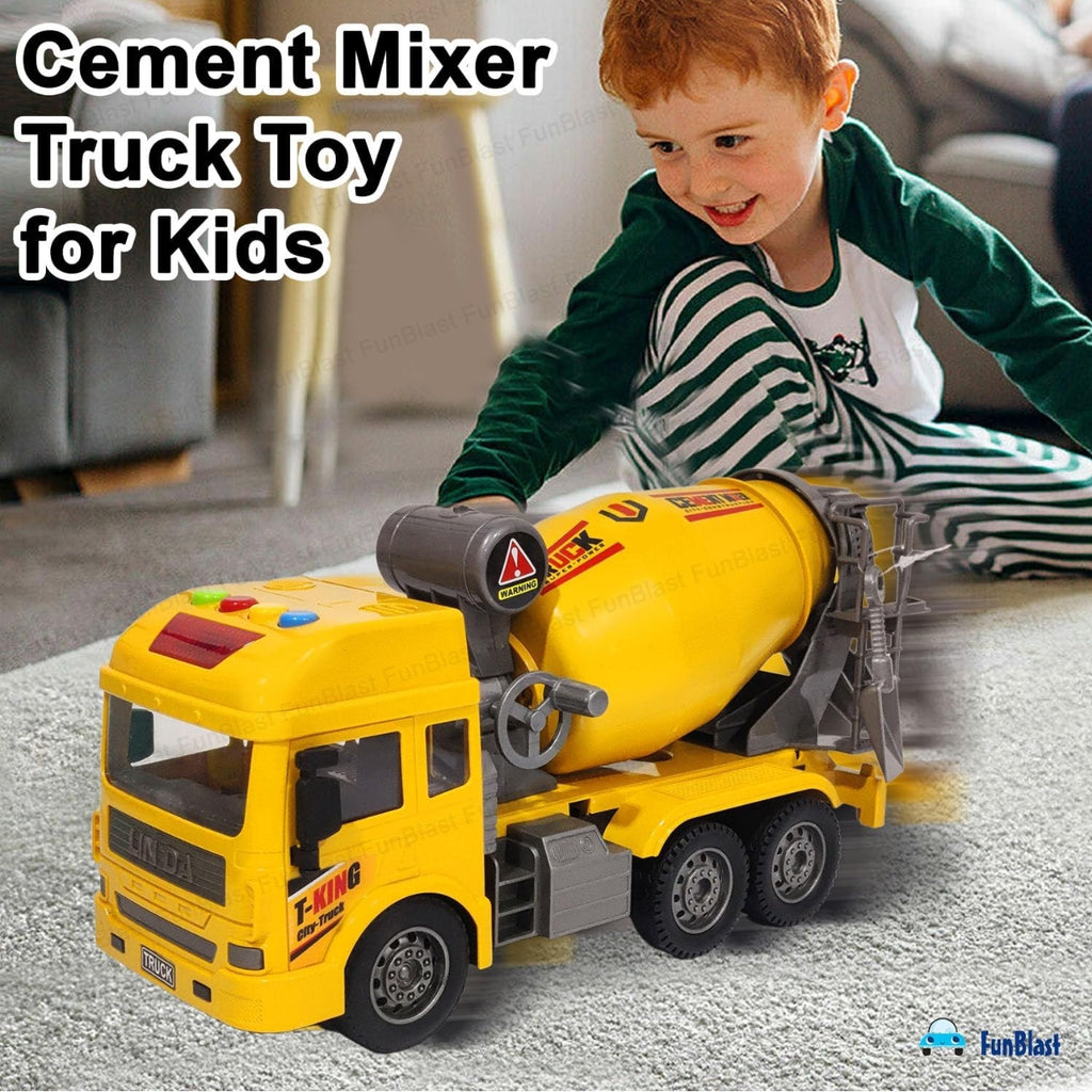 Cement Mixer Truck Toy for Kids, Friction Power Construction Truck Toy for Kids, Big Size Pull Back Toy Trucks for 3+ Years Old Boys and Girls