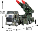 Missile Launcher Truck Military Army Vehicle Model with Lights Sounds, A Launchable Two Missile Military Die-cast Truck Toys Pull Back Gift for Kids..