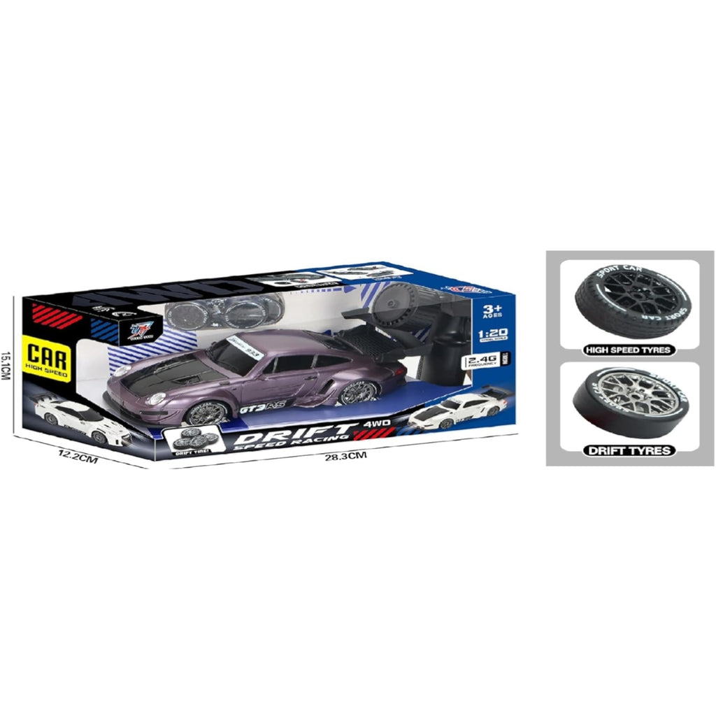 Tokyo Drift Remote Control 1:20 Scale Drift Car | 20Kmph, 2.4Ghz | Rc Drifting Car 4 Wheel Drive Boost Mode Long Range Remote Hard Plastic Top with LED Head Light