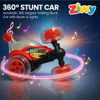 Stunt Racing Car Red | Forward/Backward & Left/Right Steering | LED Lights, Music & Spray Effect | Bluetooth Control | Rechargeable