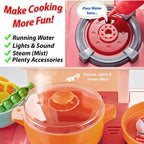 Kitchen Play Set Kids Play Kitchen with Realistic Lights & Sounds Simulation of Spray Play Sink with Running Water Utensils Accessories & Pretend Role Play Toys for Boys Girls