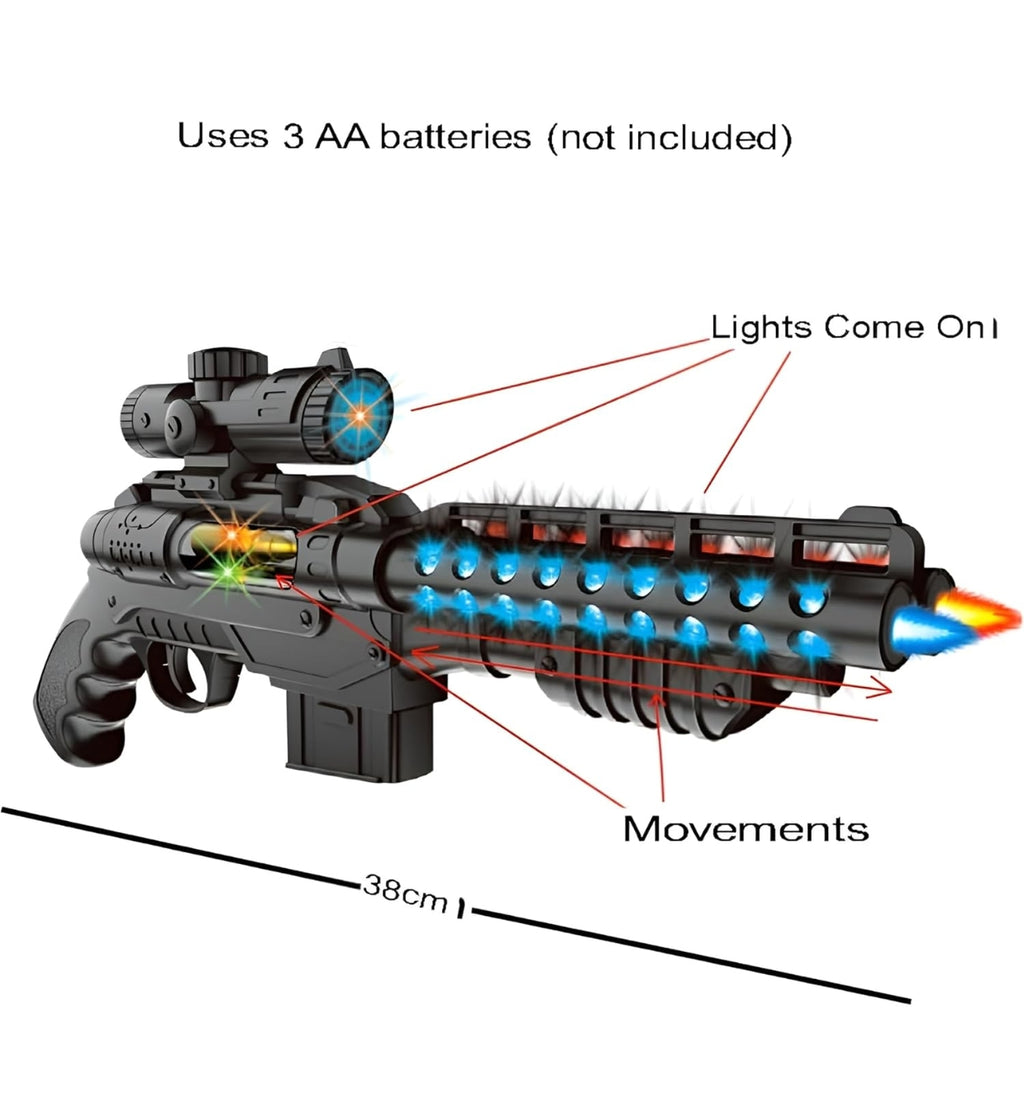 Toy Gun with Musical -Double Barrel Gun Electric Gun with Laser Light Double-Barrel Electric Toy Gun with LED Lights & Music