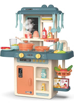 Kitchen Play Set Kids Play Kitchen with Realistic Lights & Sounds Simulation of Spray Play Sink with Running Water Utensils Accessories & Pretend Role Play Toys for Boys Girls