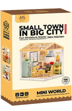 Miniature Kitchen House Playset for Kids – DIY Mini Scene Building Kit with LED Lights, Furniture & Accessories | Small Town in Big City Pretend Play Kitchen Toy for Boys & Girls