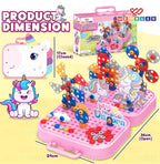 Electric Drill Screw Puzzle Toy Set| 2-in-1 2D & 3D Unicorn Tool Set| 351 Pieces with Electric Screwdriver| STEM Learning DIY Building Block Kit