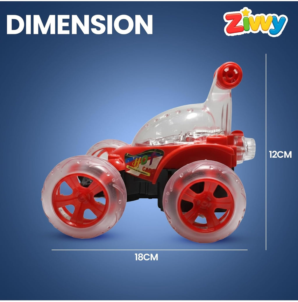 Stunt Racing Car Red | Forward/Backward & Left/Right Steering | LED Lights, Music & Spray Effect | Bluetooth Control | Rechargeable