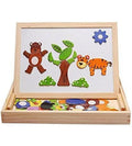 Wooden Drawing and Writing Board with Puzzle Game for Educational Learning (Multicolored)