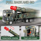 Military One Missile Launcher Truck with Lights & Sounds - Pull Back & Go Missile Model for Kids - Missiles Military Die Cast Truck Gift for Kids (Multicolor)