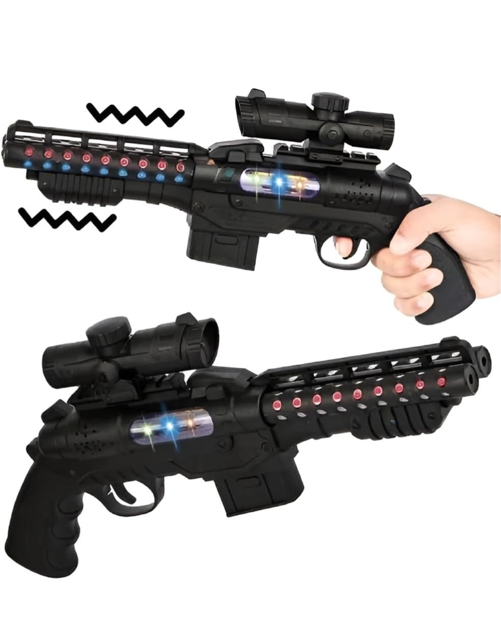 Toy Gun with Musical -Double Barrel Gun Electric Gun with Laser Light Double-Barrel Electric Toy Gun with LED Lights & Music