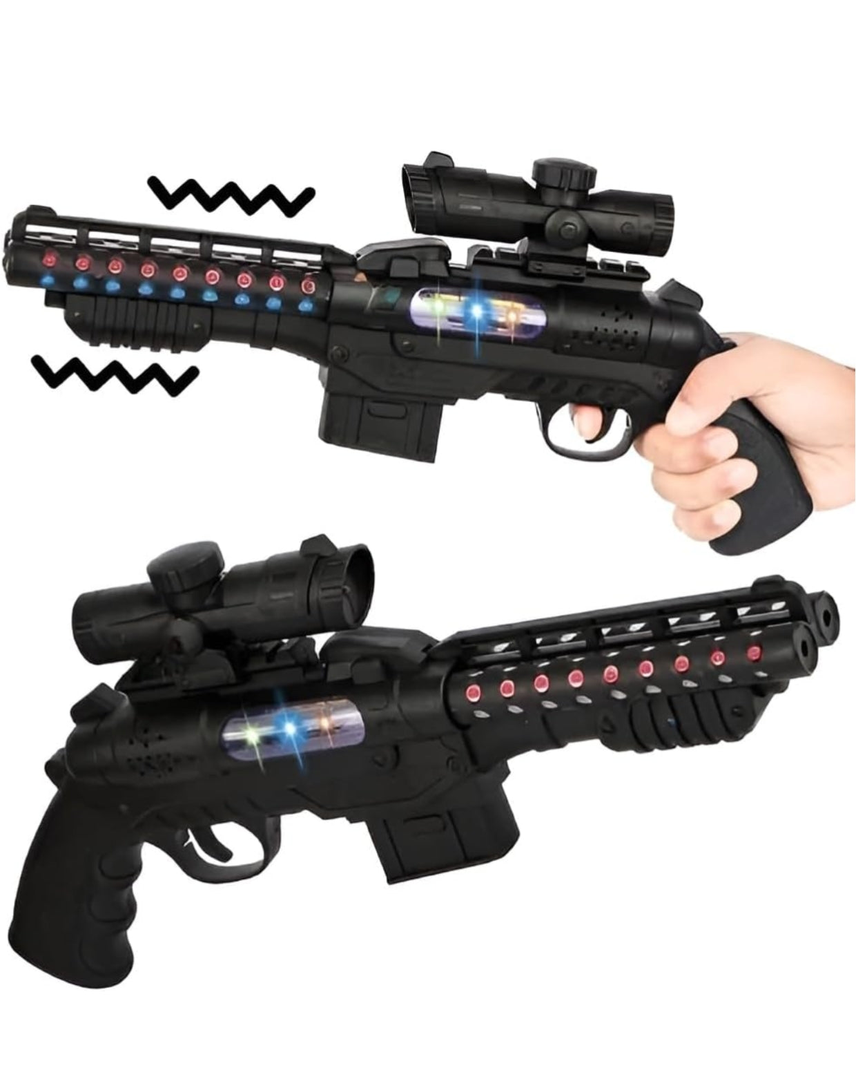 Toy Gun with Musical -Double Barrel Gun Electric Gun with Laser Light Double-Barrel Electric Toy Gun with LED Lights & Music