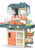 Kitchen Play Set Kids Play Kitchen with Realistic Lights & Sounds Simulation of Spray Play Sink with Running Water Utensils Accessories & Pretend Role Play Toys for Boys Girls