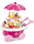 Ice Cream Plastic Trolley Pretend Role Play Set with LED Lights and Music | Battery Operated | Learning and Educational Toy for Kids (39 Pcs) (Sweet Cart)
