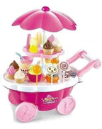 Ice Cream Plastic Trolley Pretend Role Play Set with LED Lights and Music | Battery Operated | Learning and Educational Toy for Kids (39 Pcs) (Sweet Cart)