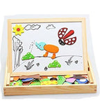 Wooden Drawing and Writing Board with Puzzle Game for Educational Learning (Multicolored)