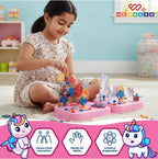 Electric Drill Screw Puzzle Toy Set| 2-in-1 2D & 3D Unicorn Tool Set| 351 Pieces with Electric Screwdriver| STEM Learning DIY Building Block Kit