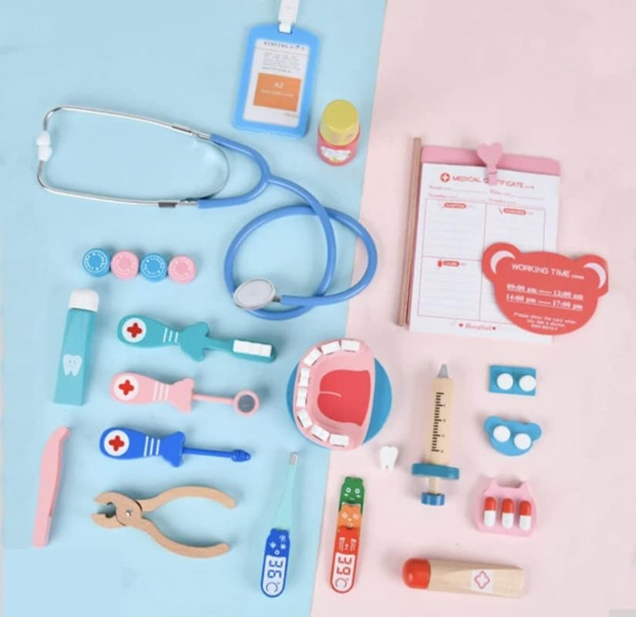 Wooden Doctor and Dentist Pretend Play Set for Kids