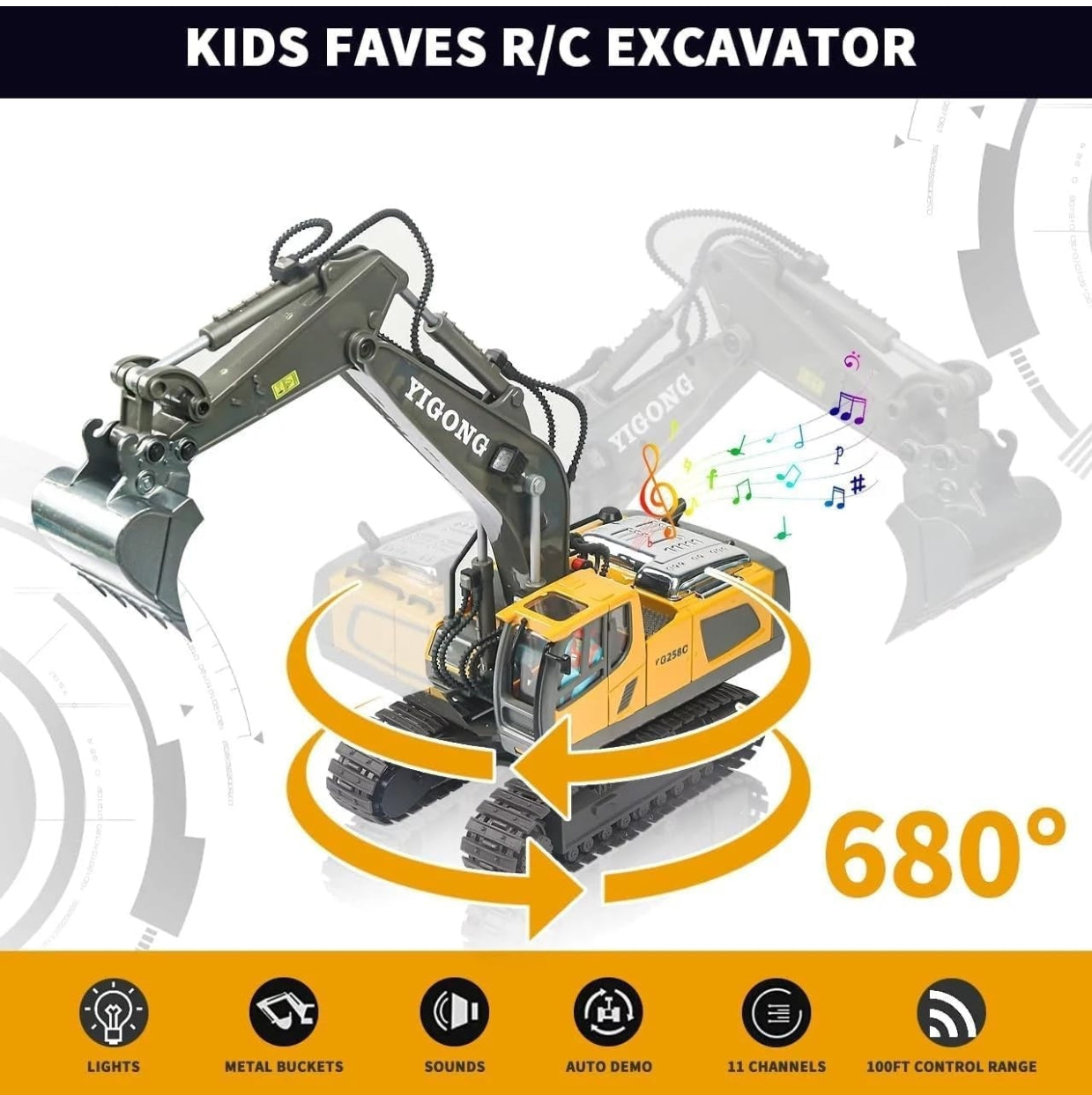 Remote Control Excavator RC Digger Toy JCB