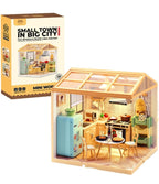Miniature Kitchen House Playset for Kids – DIY Mini Scene Building Kit with LED Lights, Furniture & Accessories | Small Town in Big City Pretend Play Kitchen Toy for Boys & Girls