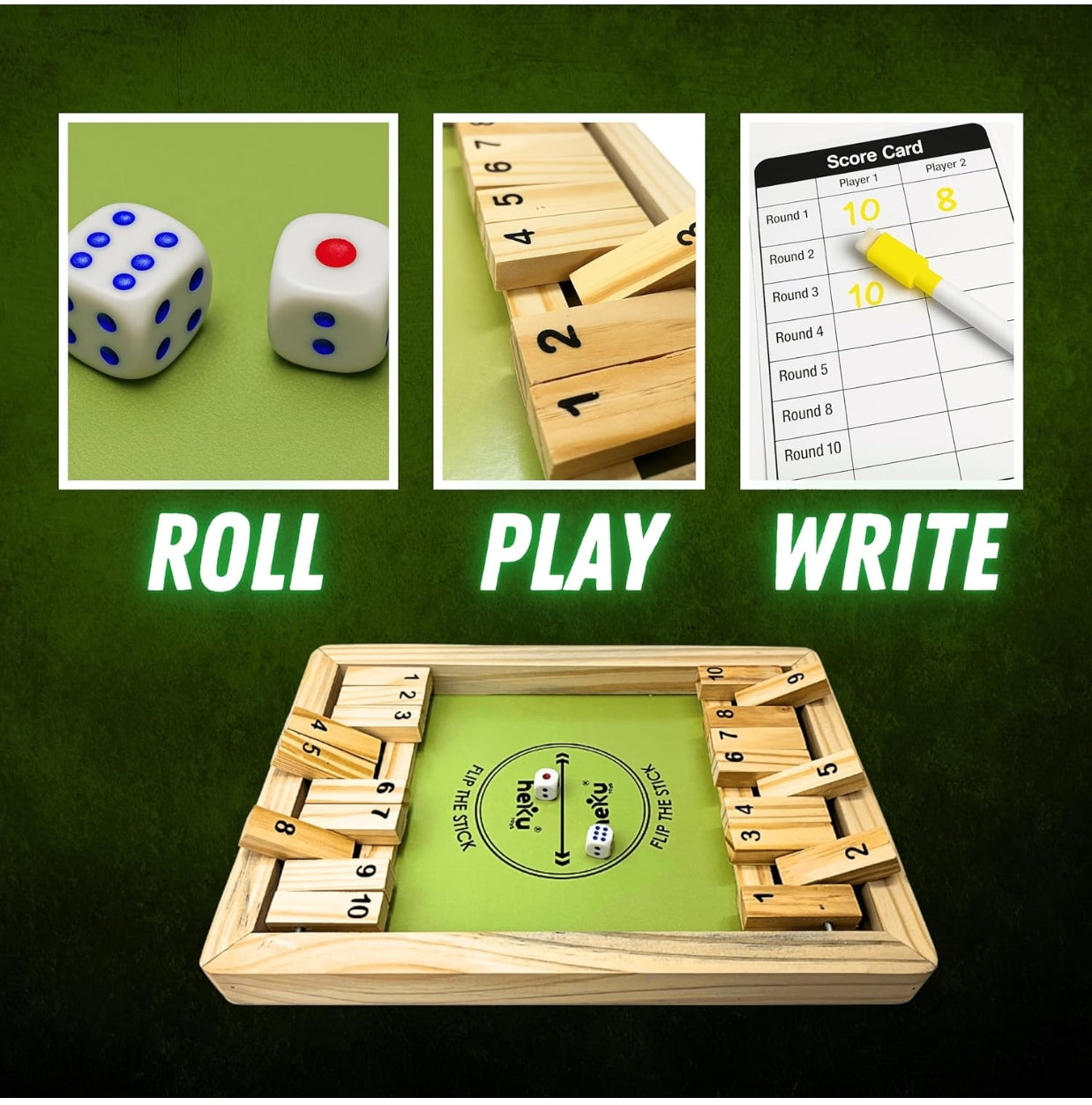 Flip The Stick Game – Dice Games, Topple Board Game, Montessori Wooden Game