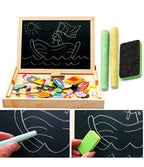 Wooden Drawing and Writing Board with Puzzle Game for Educational Learning (Multicolored)
