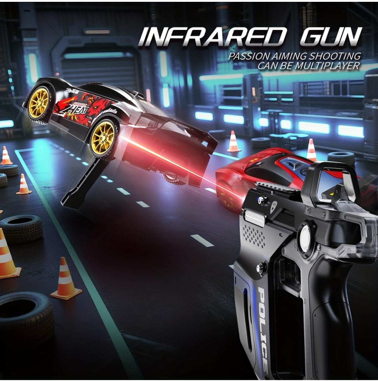2-Player Infrared Battle RC Car Toy with Dual Remotes | Shoot & Knock-Down Action Game | Time-Bound Dodge & Shoot Knock-Down Game | Interactive Racing & Target Toy for Kids