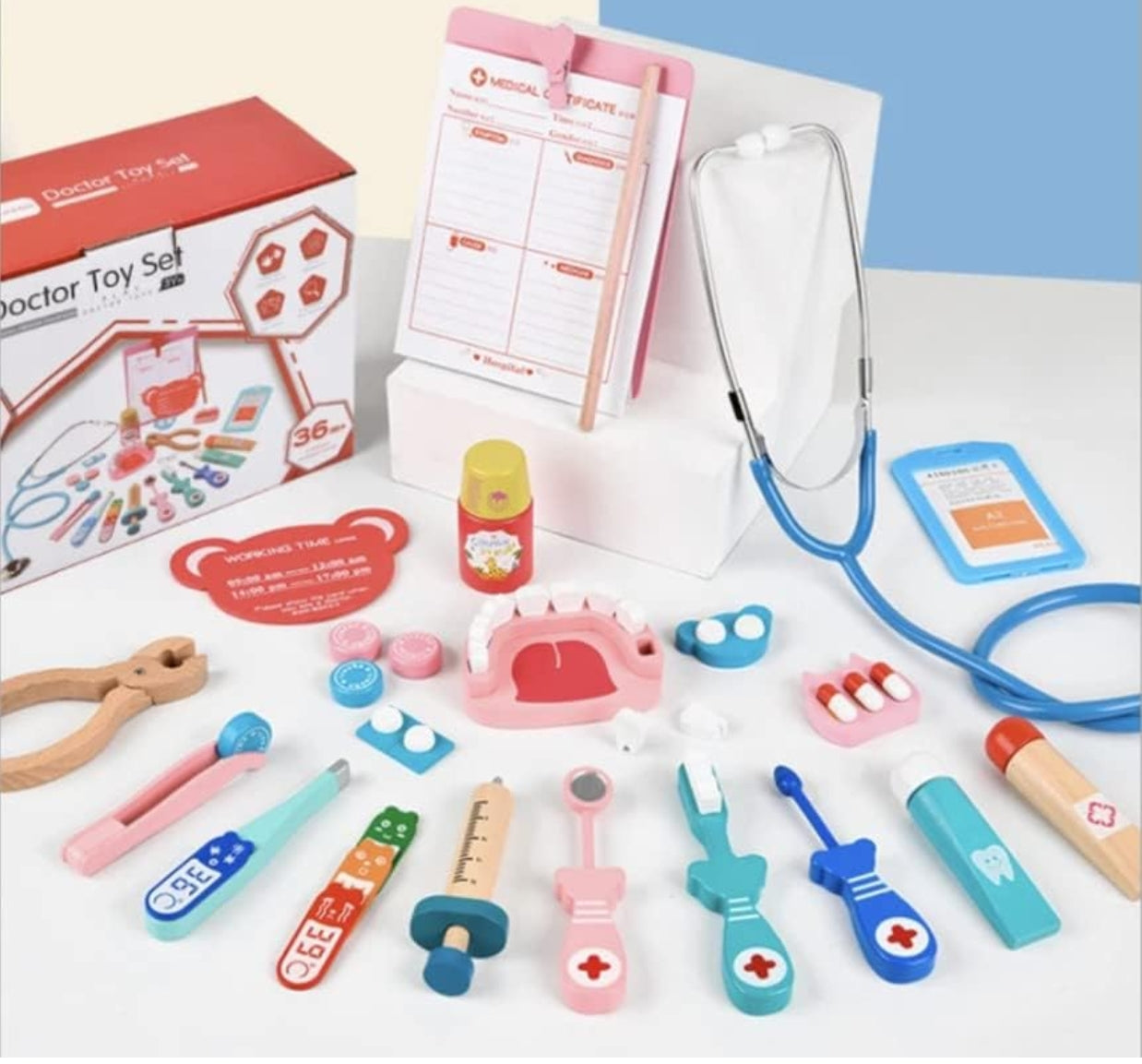 Wooden Doctor and Dentist Pretend Play Set for Kids