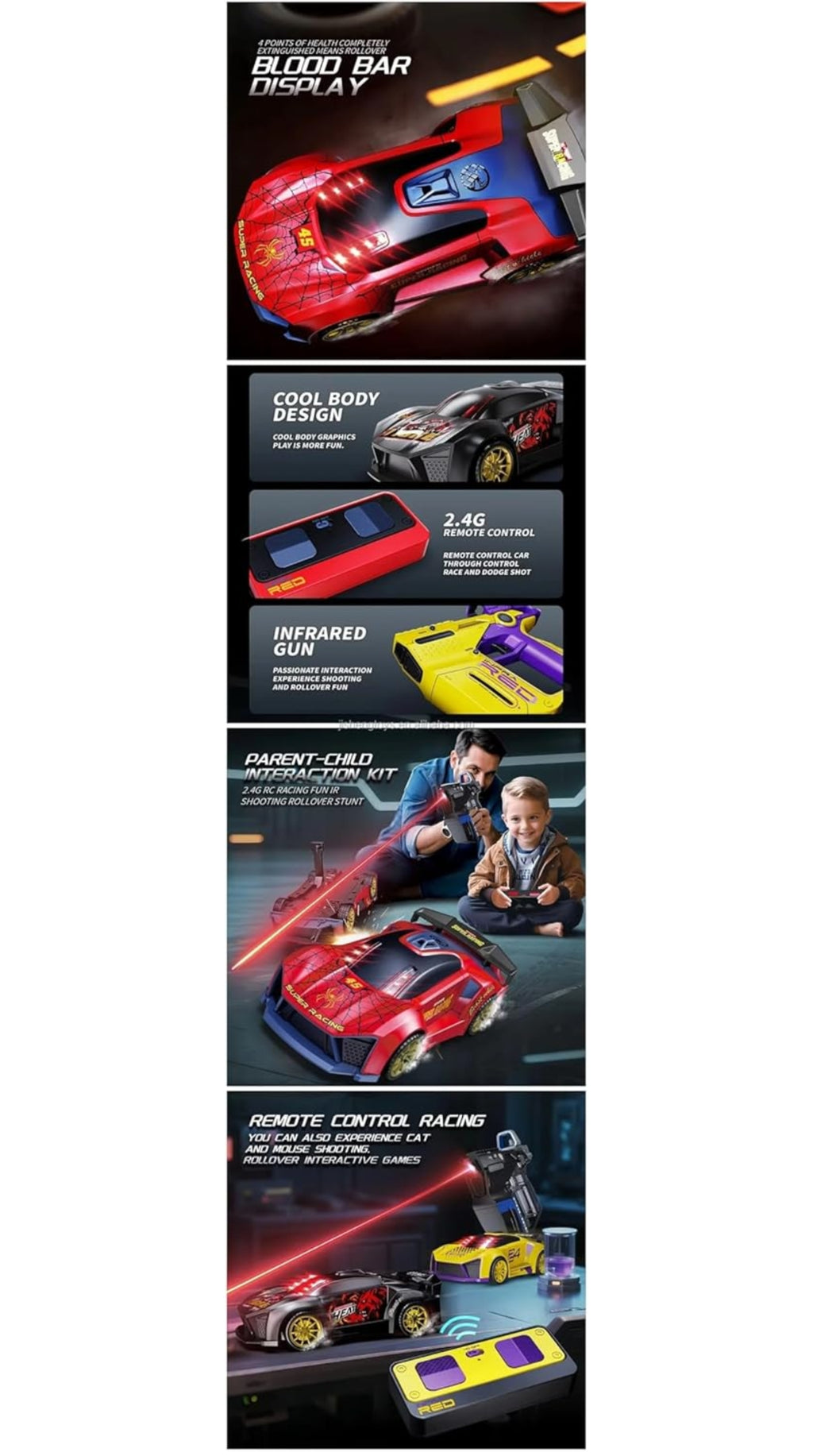 2-Player Infrared Battle RC Car Toy with Dual Remotes | Shoot & Knock-Down Action Game | Time-Bound Dodge & Shoot Knock-Down Game | Interactive Racing & Target Toy for Kids