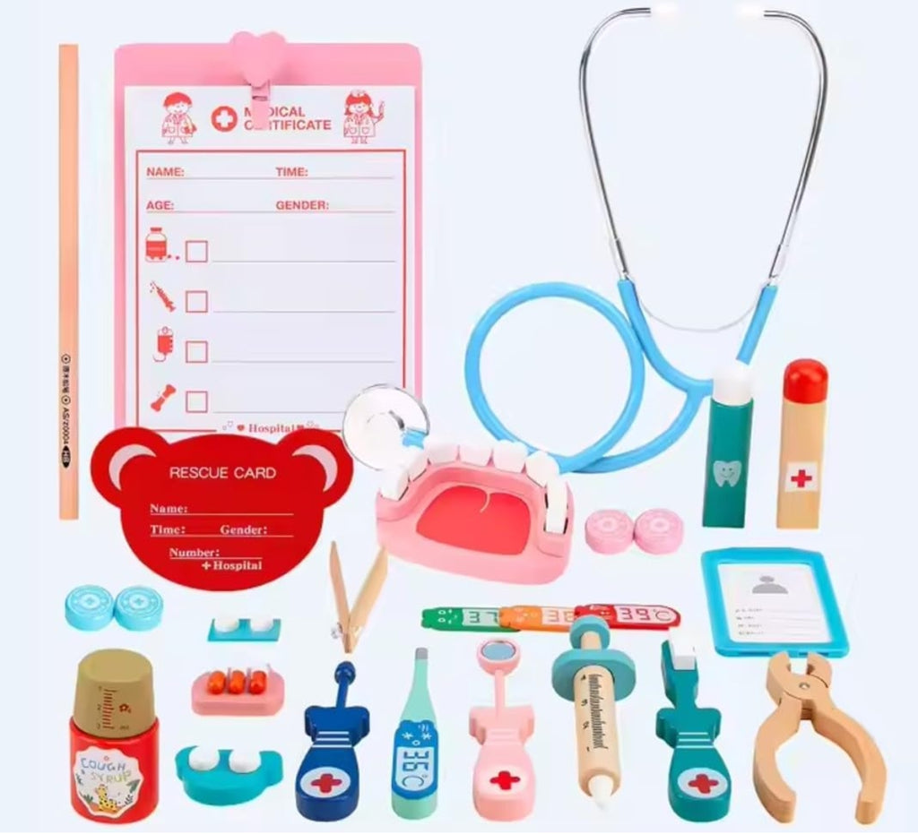 Wooden Doctor and Dentist Pretend Play Set for Kids
