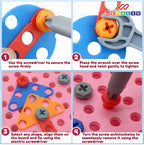 Electric Drill Screw Puzzle Toy Set| 2-in-1 2D & 3D Unicorn Tool Set| 351 Pieces with Electric Screwdriver| STEM Learning DIY Building Block Kit