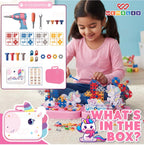 Electric Drill Screw Puzzle Toy Set| 2-in-1 2D & 3D Unicorn Tool Set| 351 Pieces with Electric Screwdriver| STEM Learning DIY Building Block Kit
