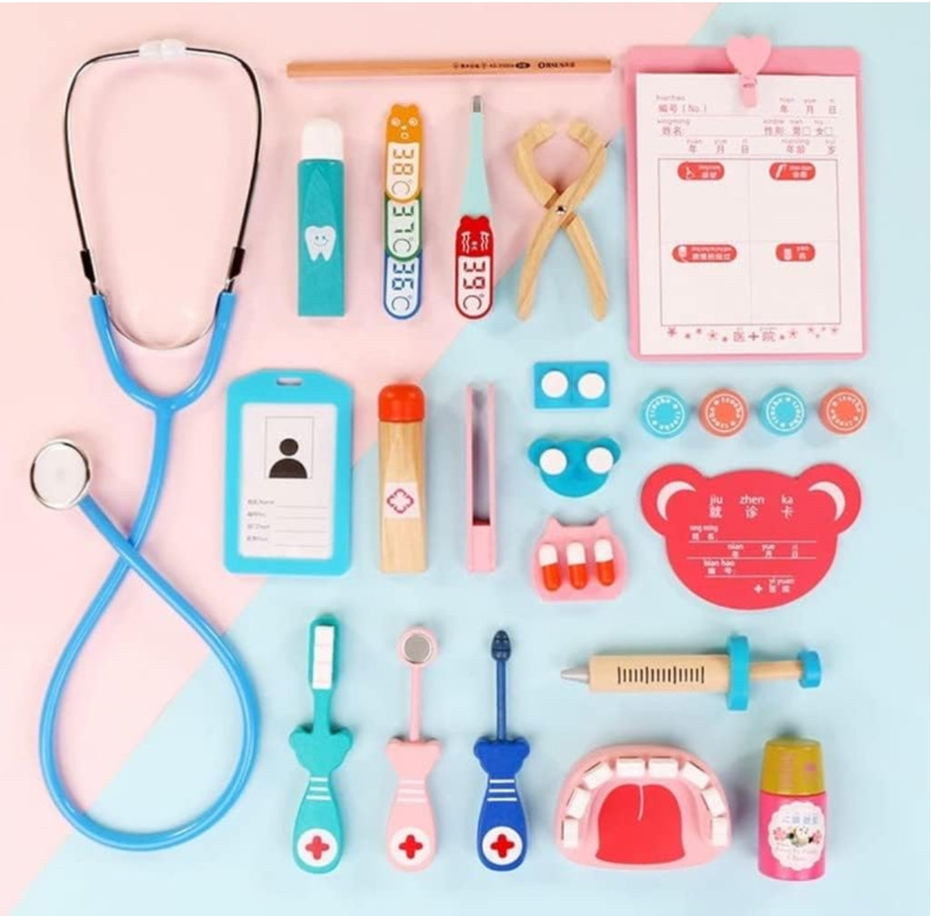 Wooden Doctor and Dentist Pretend Play Set for Kids