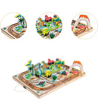 Wooden Take Along Tabletop with Storage Box Play Set for Parents Home Travel Dinosaur Tracks | Preschool Toys & Pretend Play