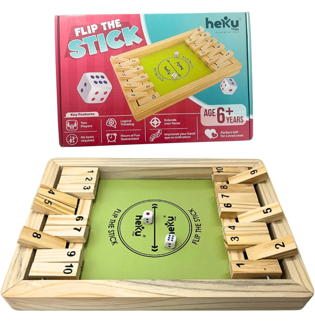 Flip The Stick Game – Dice Games, Topple Board Game, Montessori Wooden Game