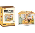 Miniature Kitchen House Playset for Kids – DIY Mini Scene Building Kit with LED Lights, Furniture & Accessories | Small Town in Big City Pretend Play Kitchen Toy for Boys & Girls
