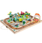 Wooden Take Along Tabletop with Storage Box Play Set for Parents Home Travel Dinosaur Tracks | Preschool Toys & Pretend Play