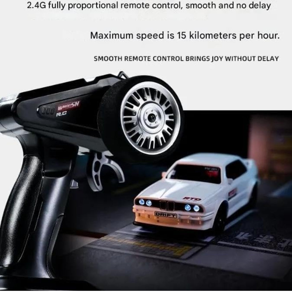 Toys 1:43 Scale Bwm E20 Mini RC Drift Car with Gyro Full Proportional RTR 2.4Ghz Remote Control with RGB Lights Drift car Multicolor