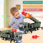Military One Missile Launcher Truck with Lights & Sounds - Pull Back & Go Missile Model for Kids - Missiles Military Die Cast Truck Gift for Kids (Multicolor)