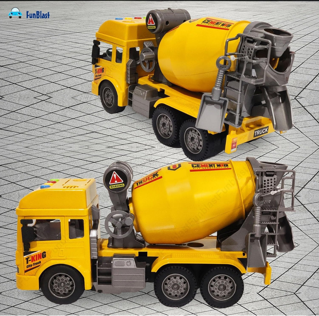 Cement Mixer Truck Toy for Kids, Friction Power Construction Truck Toy for Kids, Big Size Pull Back Toy Trucks for 3+ Years Old Boys and Girls