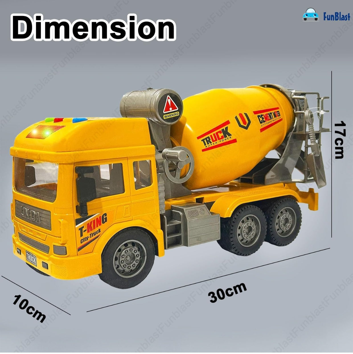 Cement Mixer Truck Toy for Kids, Friction Power Construction Truck Toy for Kids, Big Size Pull Back Toy Trucks for 3+ Years Old Boys and Girls