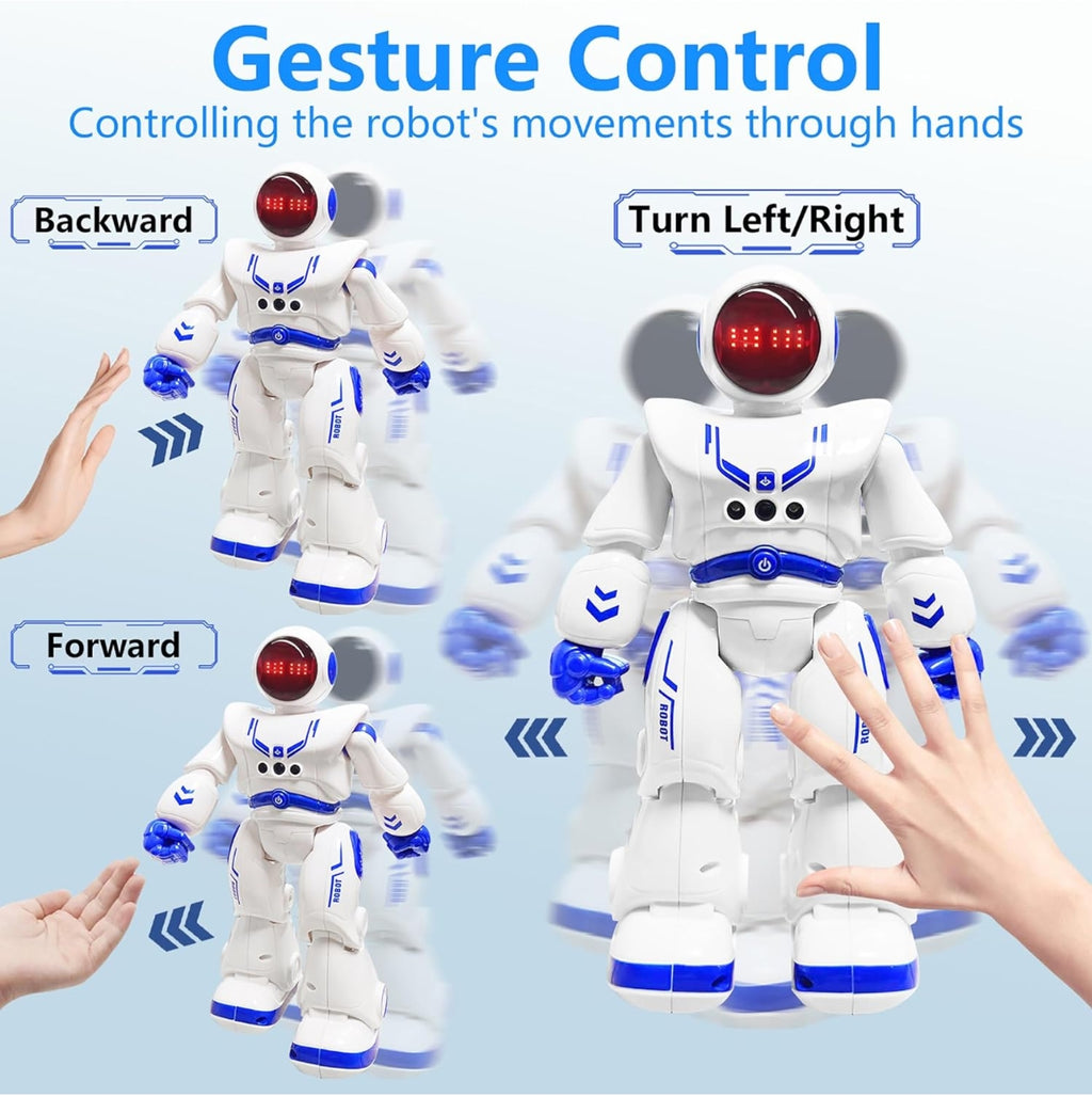 Remote Control Robot Toys for Kids 3-12, Gesture Sensing Programmable Dancing Robot with LED Eyes & USB-C Fast Charging,