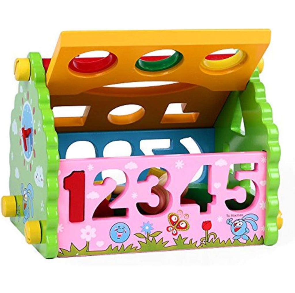 Wood Interactive and Learning House with Stackable Shapes and Numbers , Multicolour, 1 to 7 years old