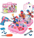 Electric Drill Screw Puzzle Toy Set| 2-in-1 2D & 3D Unicorn Tool Set| 351 Pieces with Electric Screwdriver| STEM Learning DIY Building Block Kit
