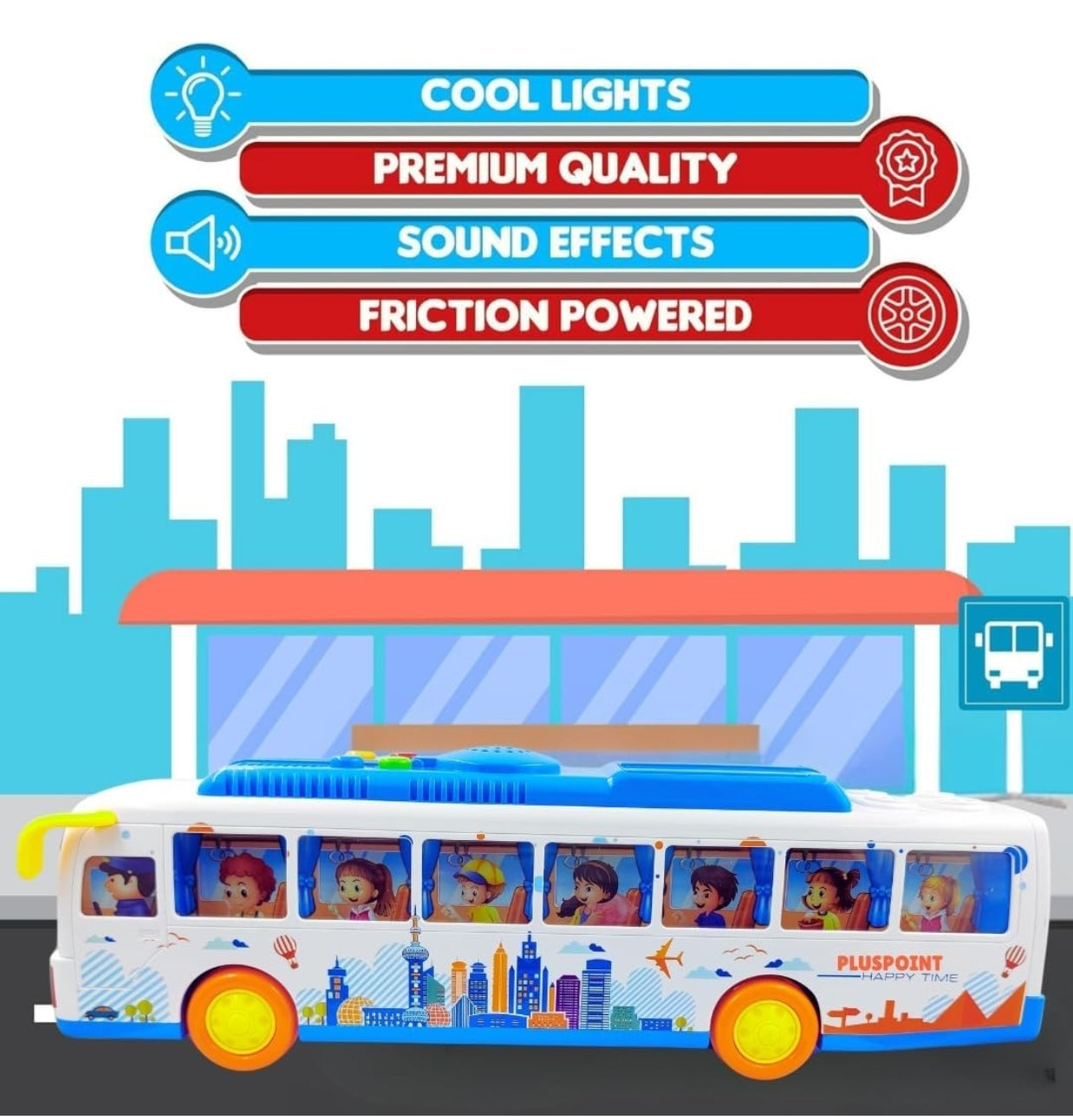 Big City Bus Toy Friction Powered