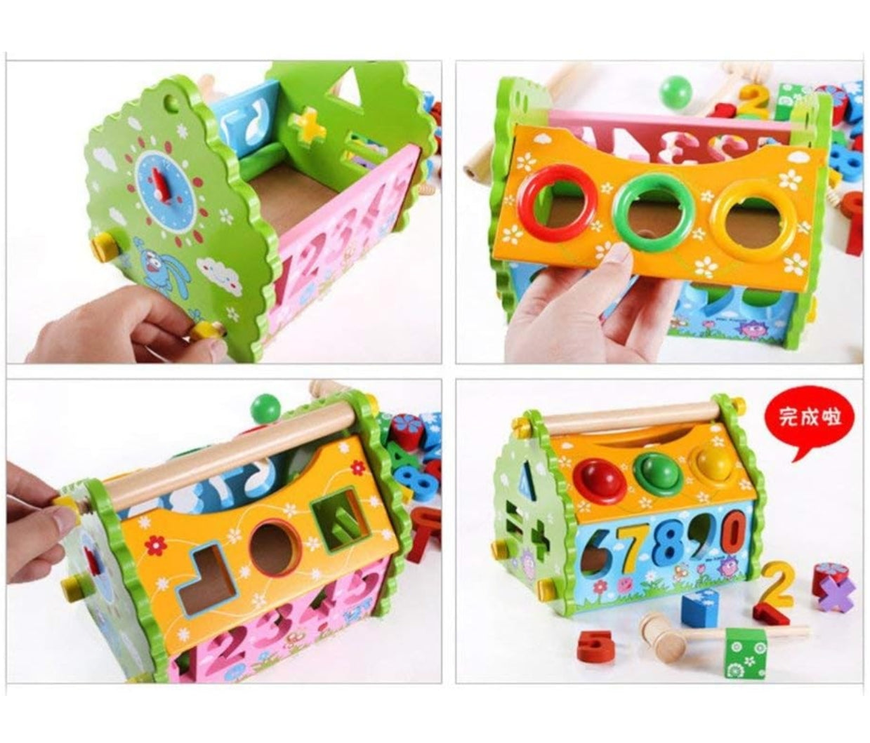 Wood Interactive and Learning House with Stackable Shapes and Numbers , Multicolour, 1 to 7 years old