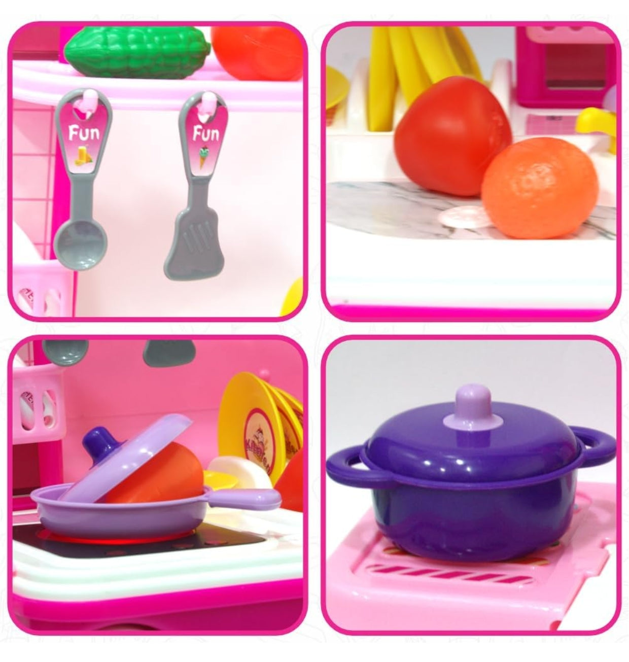 Kitchen Suitcase Set for Girls, Colorful Pretend Play Cooking Set for Girls with 23 Pieces, Portable Kitchen Set for 3 Years,