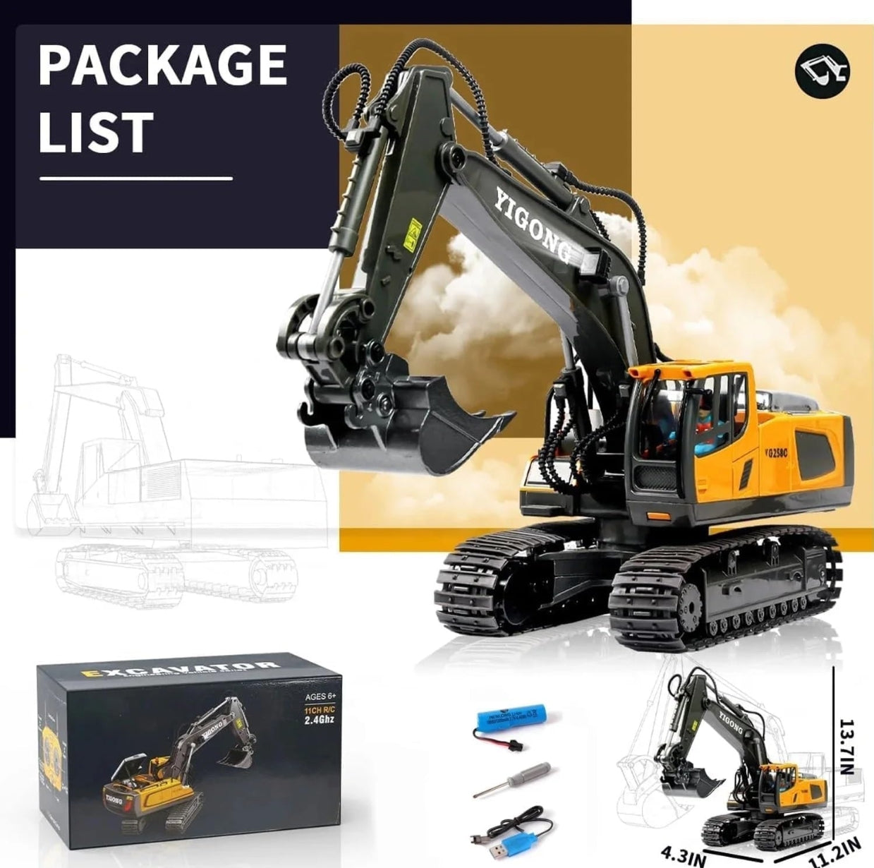 Remote Control Excavator RC Digger Toy JCB