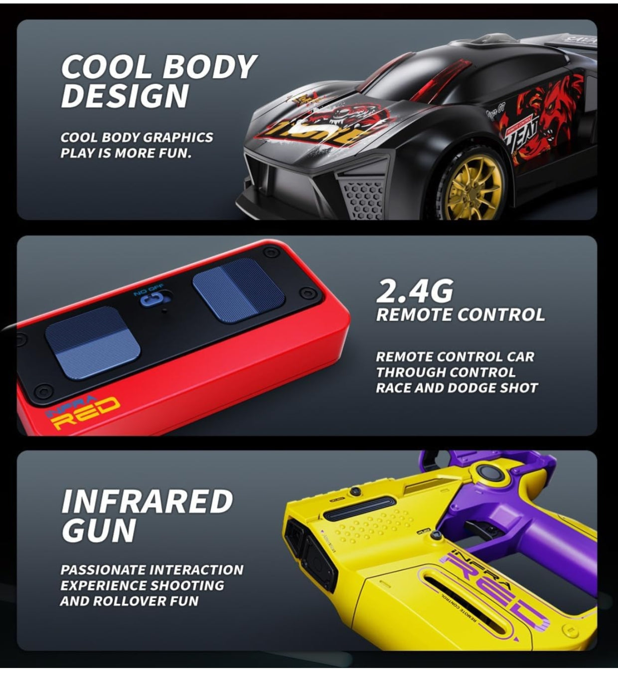 2-Player Infrared Battle RC Car Toy with Dual Remotes | Shoot & Knock-Down Action Game | Time-Bound Dodge & Shoot Knock-Down Game | Interactive Racing & Target Toy for Kids